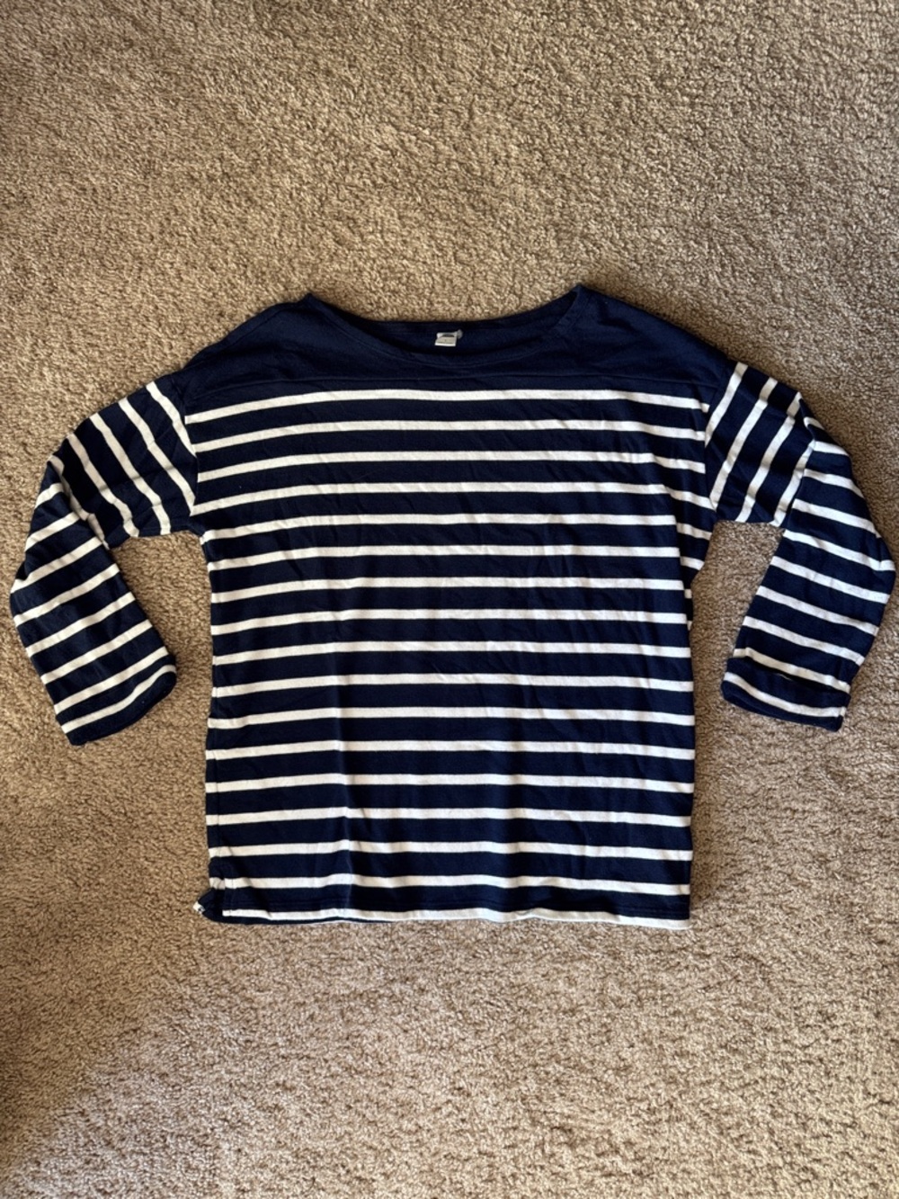 Old Navy Navy & White Striped Boatneck Long-Sleeve Tee